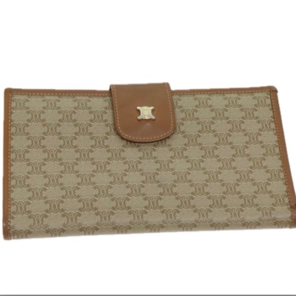 CELINE Macadam Canvas Long Wallet Coated Canvas Beige - Picture 1 of 7